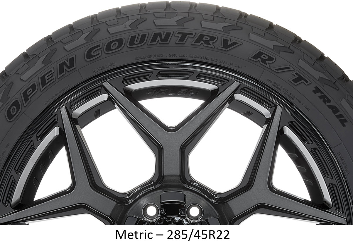 Open Country R/T Trail Metric 285/45R22 Sidewall